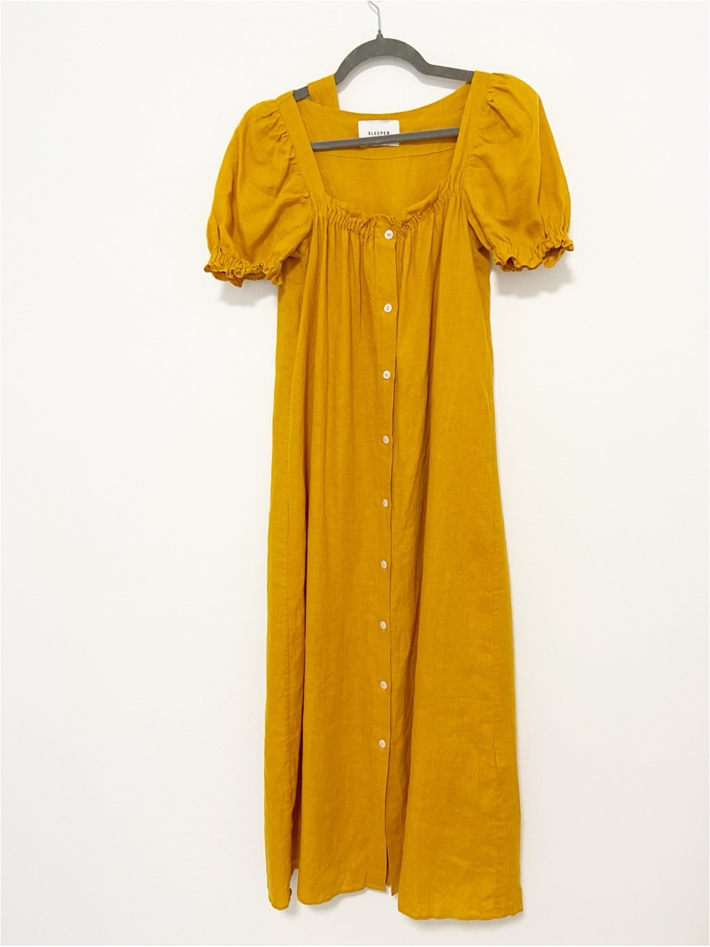 Sleeper Brigitte Midi Linen Dress in Burnt Orange size XS - Picture 3 of 8